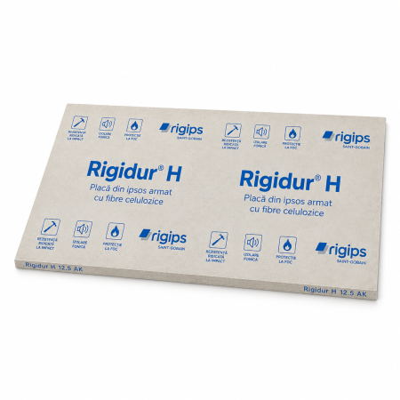 Placa din ipsos armat Rigips Rigidur H 12.5 AK, tip GF-C1-I-W2, 12.5 x 1200 x 2400 mm